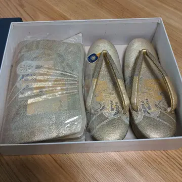 골드 조리 와 백 세트 오가와 기모노 일본 의류 잡화 미사용