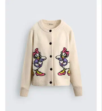 택 포함 새상품 ZARA DAISY DUCK 울 가디건 XL