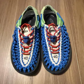 KEEN 23cm 아웃도어 샌들 파랑/그린 뜨개질 디자인