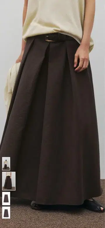 ZARA 이번 시즌 다크 브라운 플레어 스커트 벨트 포함