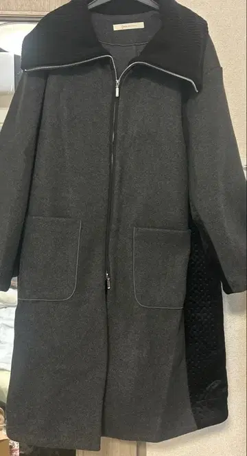 제나 에스파스 멜베이유 울 혼방 그레이 롱 코트