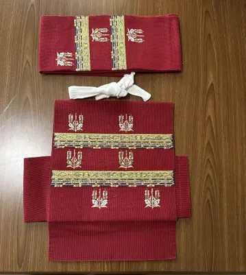덧댐 오비 빨간색 꽃무늬 자수
