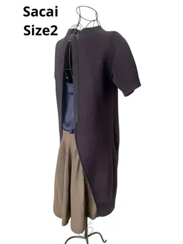 Sacai 다크 네이비 도킹 반팔 원피스