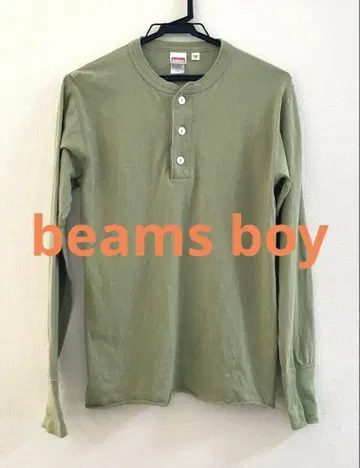 BEAMSBOY healthknit 헨리넥 롱 T 그린