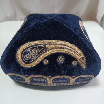 위구르 모자 해외 기념품 도파 네이비 벨벳