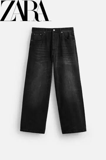 ZARA 엑스트라 배기 핏 청바지 블랙 남성용