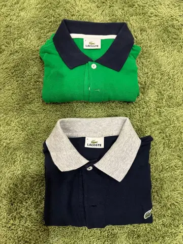 LACOSTE 피케 셔츠 그린과 네이비 2종 세트