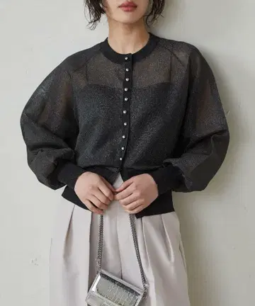 미사용 새상품 라난 블랙 시어 가디건 블루종