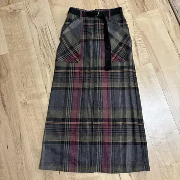 malla 타이트 스커트 롱 체크 그레이 38