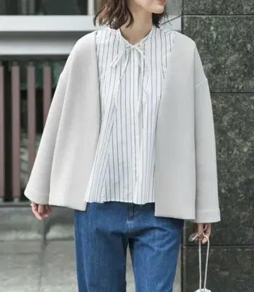 던보루 니트 노카라 자켓 (GREIGE)
