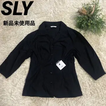 SLY 블랙 버튼 7부 소매 셔츠