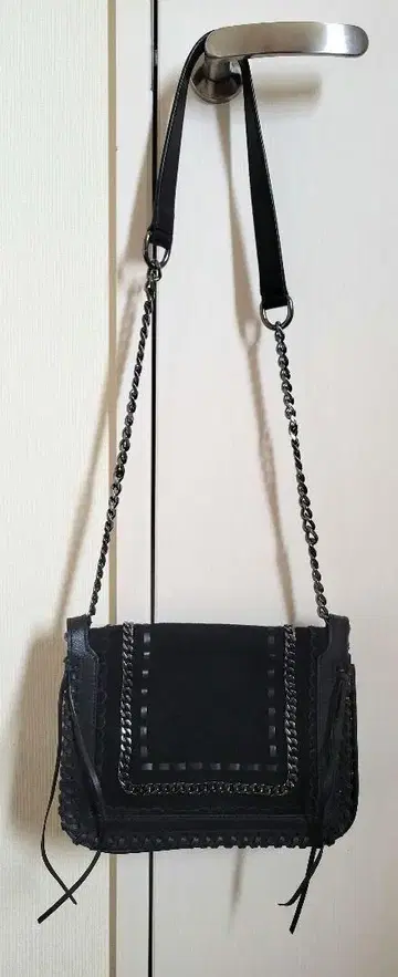 ZARA 블랙 스웨이드 가죽 숄더백