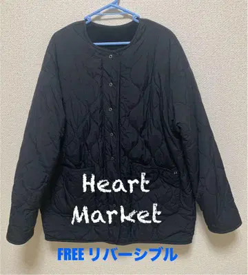 [ Heart Market ] 블랙 퀼팅 자켓 리버서블 FREE