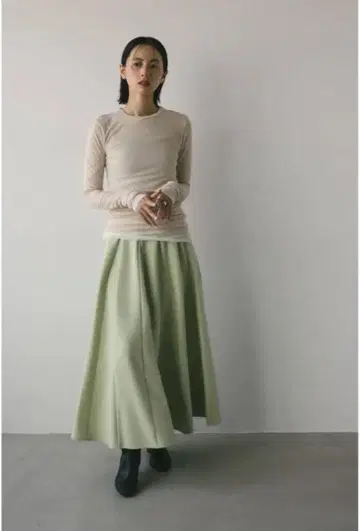 하이웨스트 패널 플레어 스커트 (민트)