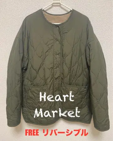 [ Heart Market ] 올리브 퀼팅 자켓 리버서블 FREE