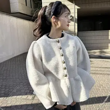 Bibiy풍 보아 페플럼 가디건