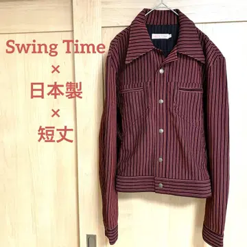 Swing Time 긴팔 자켓 M 폴리에스테르 스트라이프 일본제