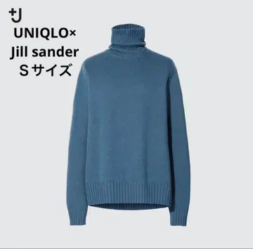 유니클로 질 샌더 미들 게이지 캐시미어 블렌드 터틀넥 스웨터 파랑