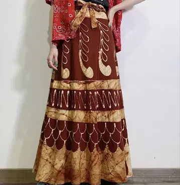 70s brown Indian cotton long wrap skirt