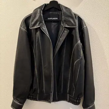 DOFFJASON leather curved bomber jacket