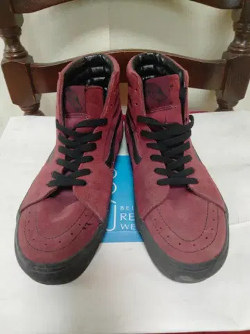VANS 반스 스웨이드 가죽 하이컷 스니커즈 레드 와인 정품 27.5cm