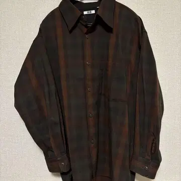 UNIQLO U 헤비 플란넬 오버 사이즈 셔츠 옴브레 셔츠