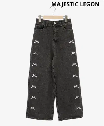 MAJESTIC LEGON 리본 비쥬 데님 팬츠 그레이