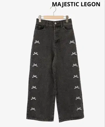 MAJESTIC LEGON 리본 비쥬 데님 팬츠 그레이