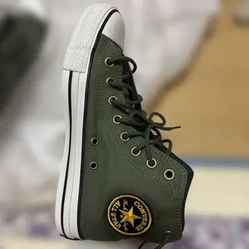 Converse 올리브 하이컷 스니커즈 올스타 us7 25.5