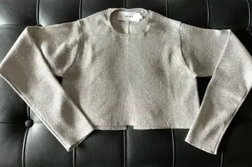 JANE SMITH 실버 라메 니트 긴팔 크롭