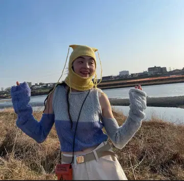 imaskopi 고양이 귀 니트 모자 타마시로 티나 모토라 세리나 착용