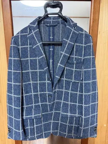 링 재킷 네이비 계열 체크 자켓