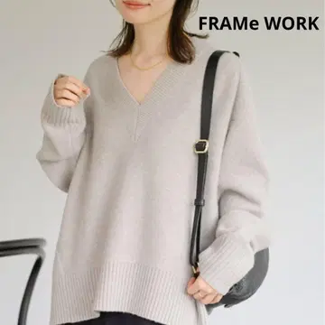 FRAMe WORK 울 캐시미어 V넥 풀오버 내추럴 루즈핏