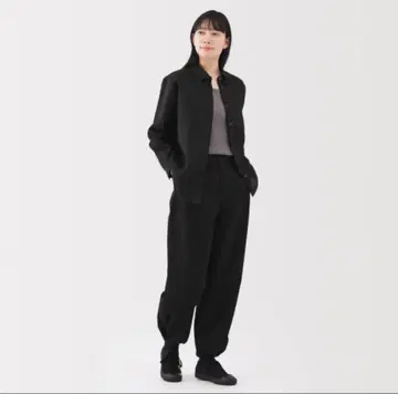 무인양품 유틸리티 이지 와이드 팬츠 블랙