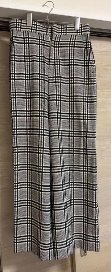 allureville 체크 무늬 와이드 팬츠