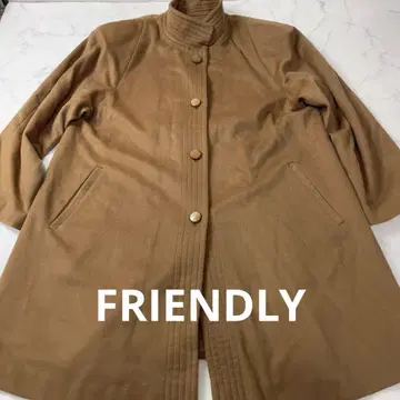 FRIENDLY 스웨이드풍 롱 코트 울 코트 캐시미어 100% M
