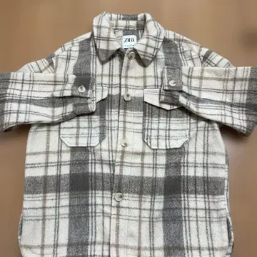 ZARA 플란넬 셔츠 자켓 L 베이지 브라운 체크
