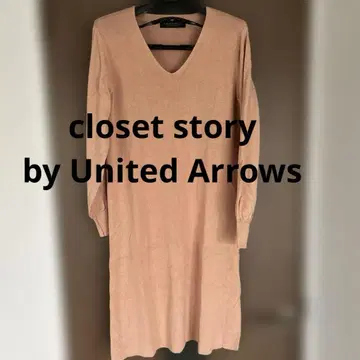 closet story 핑크 V넥 니트 원피스
