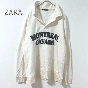 자라 로고 맨투맨 풀오버 화이트 S 플리스 캐주얼