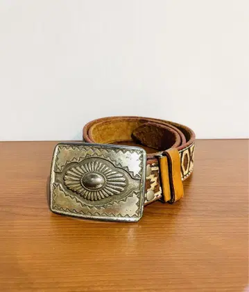 90's 실버 버클 가죽 웨스턴 벨트 빈티지 90년대