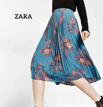 완판 [ ZARA ] 꽃무늬 플라워 프린트 플리츠 미디 스커트