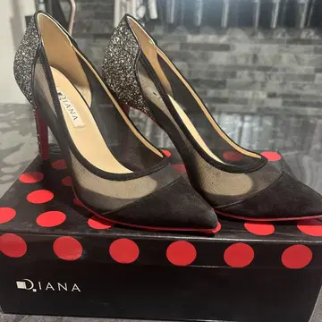 D.IANA 하이힐 블랙 메쉬 글리터 23.5cm
