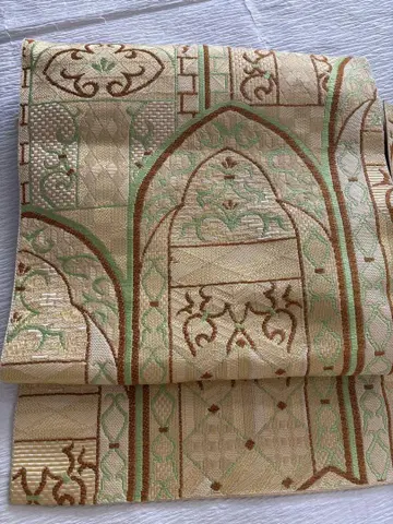순수 실크 귀여운 패턴의 나고야 오비(약 24cm)
