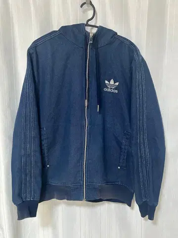 adidas 네이비 후드 부착 데님 자켓 트랙 자켓