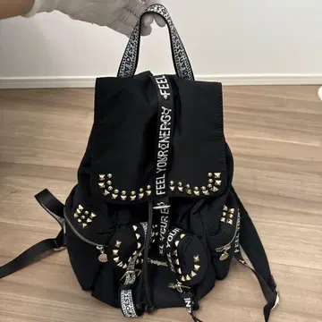 Desigual 스터드 숄더 나일론 백팩 블랙