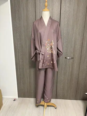 기모노 리메이크 호몬기 가지꽃 문양 순수 실크로 만든 사무에