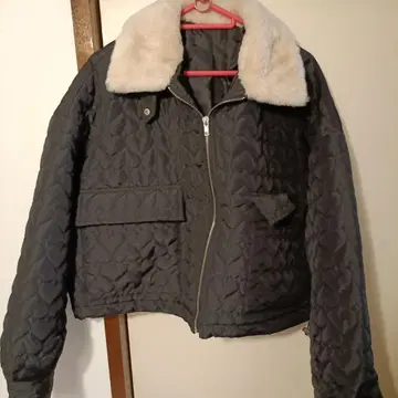 그레일 2way 퍼 칼라 하트 퀼트 블루종