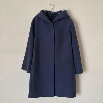 중고 UNIQLO 블루 후드 부착 롱 코트