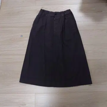 MHL. 다크 브라운 롱 스커트 코튼 혼방