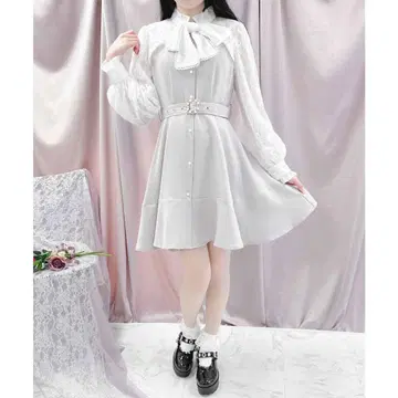 ROJITA 원피스 벨트 포함 페플럼 플레어 원피스 베이지
